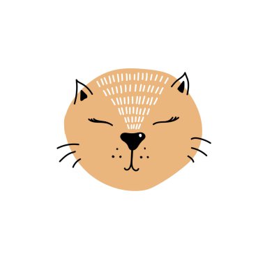 Doodle hayvan ile vektör illüstrasyon. Doodle kedi ile çocuklar illüstrasyon. Çocuk tasarımı için illüstrasyon. Çocuklar için Doodle illüstrasyon.