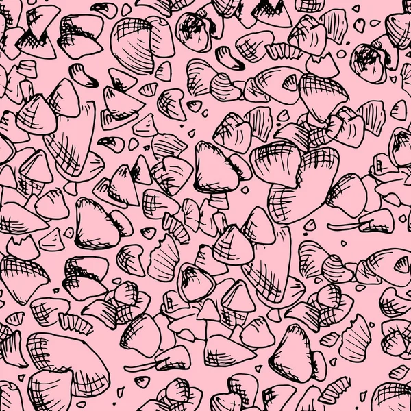 Seashells Vector Patrón Sin Costuras Ilustración Dibujada Mano Estilo Boceto — Archivo Imágenes Vectoriales
