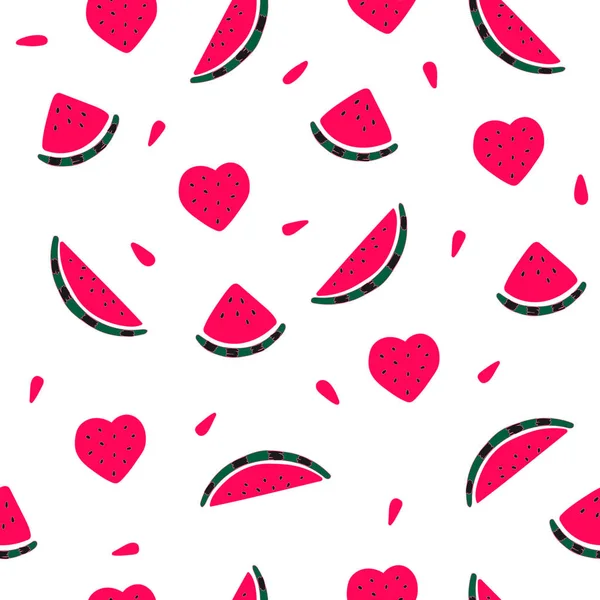 Vektor Flache Nahtlose Muster Mit Saftigen Wassermelonen Endloser Druck Mit — Stockvektor