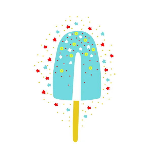 Ilustración Plana Vectorial Con Helado Color Helado Dibujado Mano Sobre — Archivo Imágenes Vectoriales