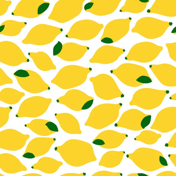 Vektor Flache Nahtlose Muster Mit Gelben Zitronen Endloser Druck Mit — Stockvektor