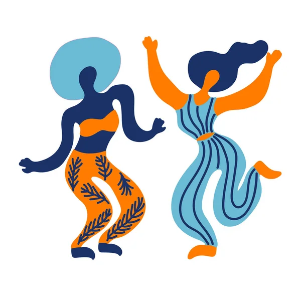 Doodledancing erkekler ile Vektör düz illüstrasyon. Baskı, tekstil, kartpostal, reklam, müzik festivalleri için parlak renk trendy tasarım