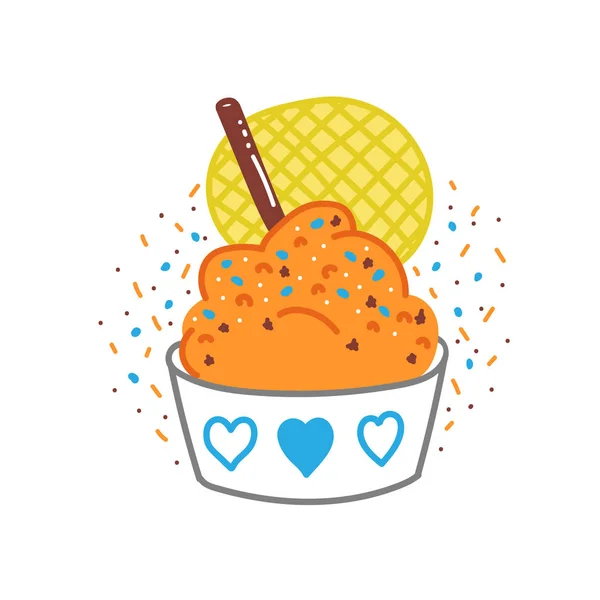 Ilustración Plana Vectorial Con Helado Color Helado Dibujado Mano Sobre — Vector de stock