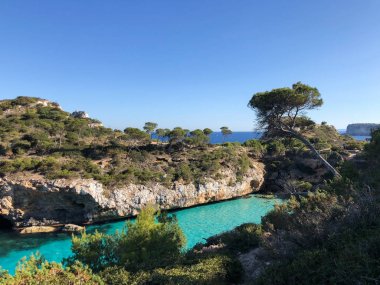 Playa de Formentor Cala Pi de la Posada, Cap Formentor 'da güzel plaj, Palma Mallorca, İspanya