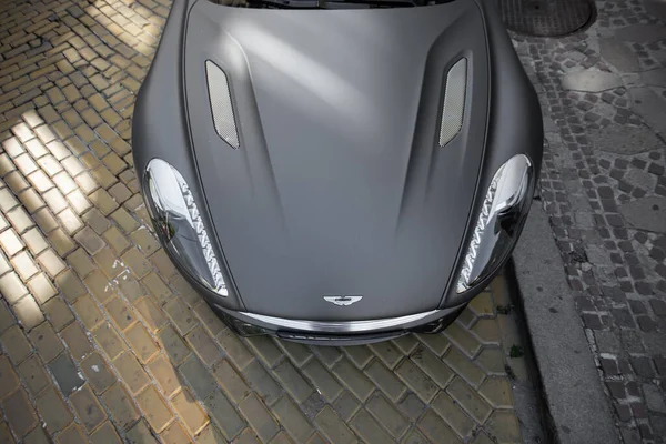 Sofia Bulgaria Août 2019 Photoshoot Black Matte Aston Martin Street — Photo