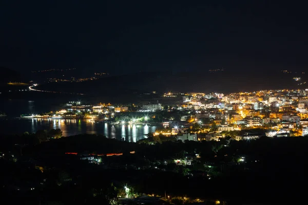 Luftaufnahme Der Nächtlichen Stadt Von Hill Nach Sonnenuntergang Moderne Stadt — Stockfoto