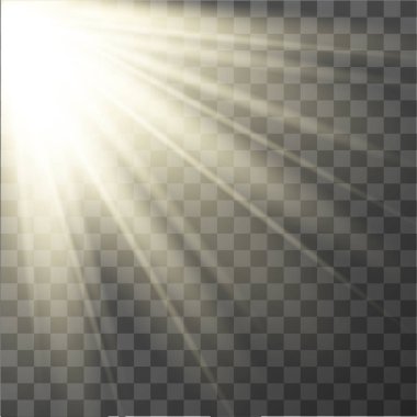 Işık efekti. Vektör güneş ışınları.