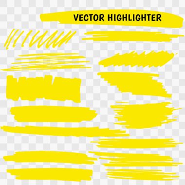 Yellow Highlighter Marker Strokes.  clipart