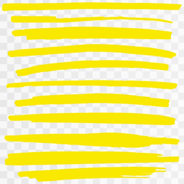 Gele markeerstift markering lijnen. — Stockvector