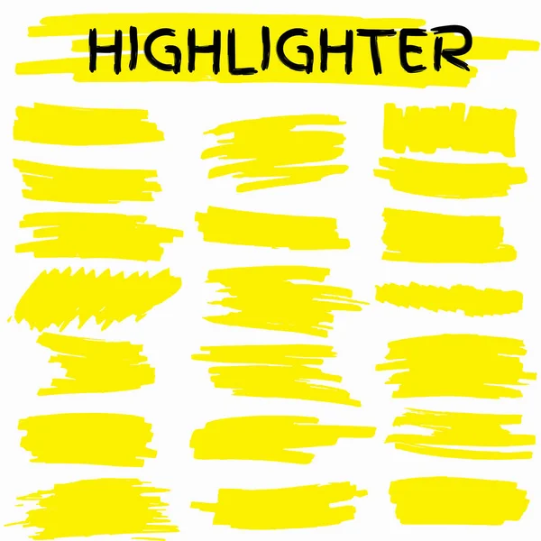 Yellow Highlighter Marker Strokes. — Stock Vector