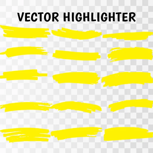 Yellow Highlighter Marker Strokes. — Stock Vector