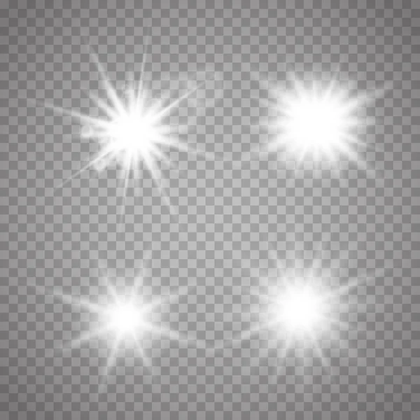 Set of Glowing Light Stars — Stock Vector