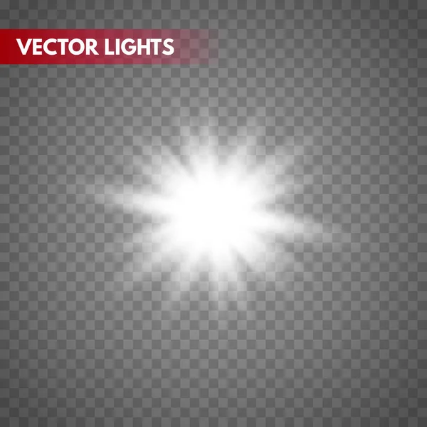 Set Aus Leuchtenden Lichtsternen Mit Funkeln Goldener Lichteffekt Vektorillustration — Stockvektor