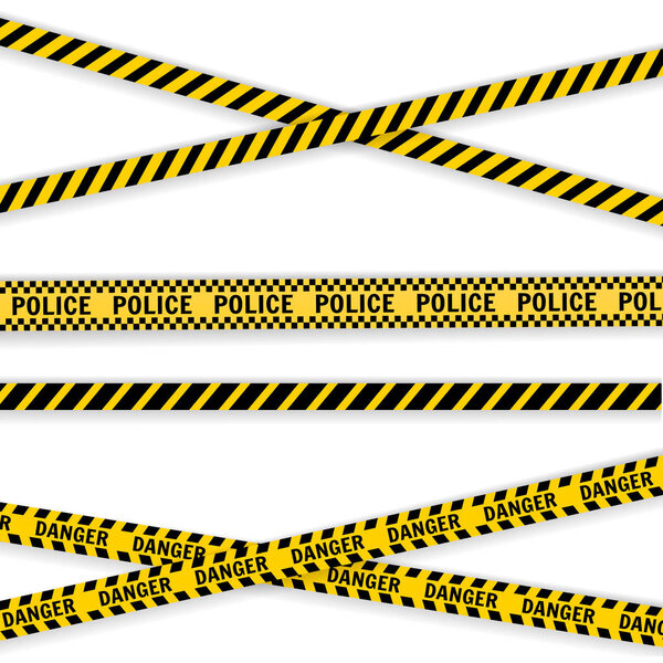 Police Line Set on a white background 