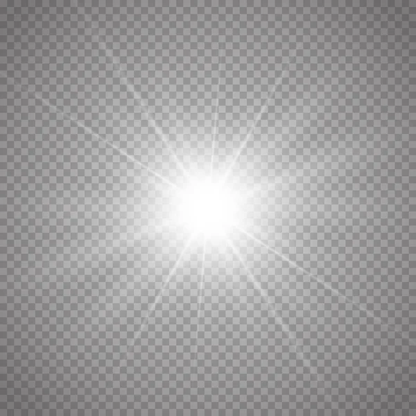 Lens flare effekt isolerade. Glödande ljus star. — Stock vektor