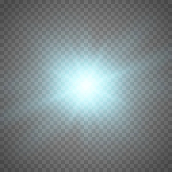 Lens flare effect geïsoleerd. Gloeiende licht ster. — Stockvector