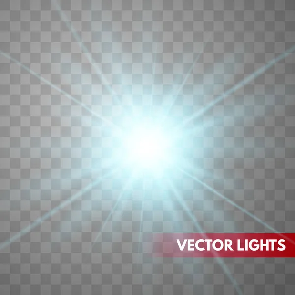 Lens flare effekt isolerade. Glödande ljus star. — Stock vektor
