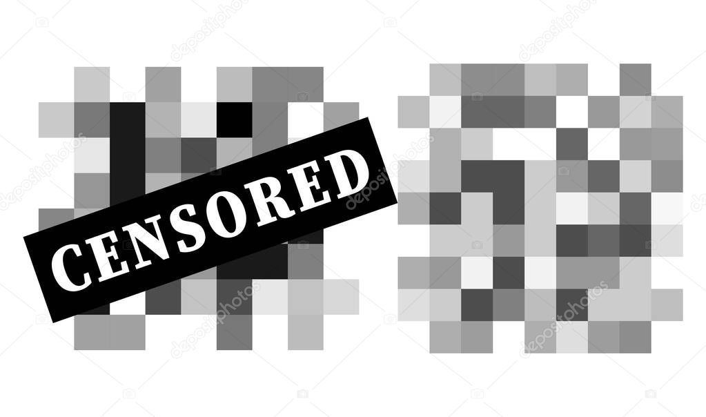 Set of Pixel censored signs. 