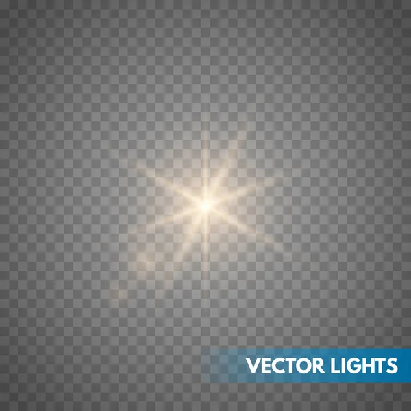 Estrellas Luz Brillante Con Chispas Efecto Luz Dorada Ilustración Vectorial — Archivo Imágenes Vectoriales