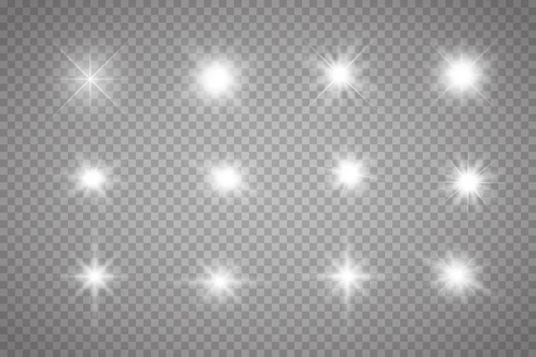 Set of Glowing Light Stars — Stock Vector