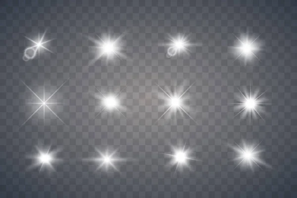 Set of Glowing Light Stars — Stock Vector