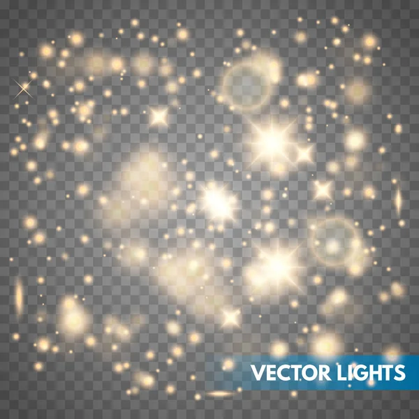 Glow light effect. Gold sparkle dust. — Stock Vector