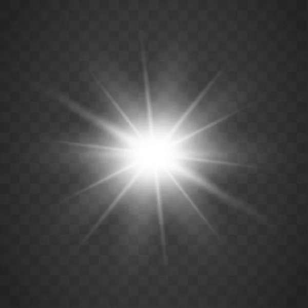 Сяючий світловий ефект на прозорому фоні . — стоковий вектор