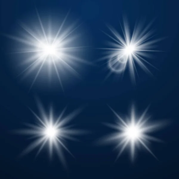 Conjunto de estrellas de luz brillante — Vector de stock