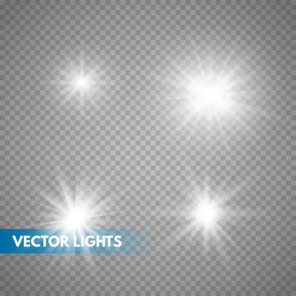 Conjunto de Estrelas Luz Brilhantes — Vetor de Stock