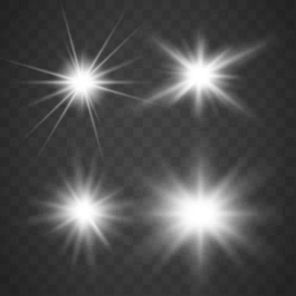 Set of Glowing Light Stars — Stock Vector