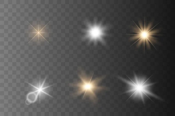 Set of Glowing Light Stars — Stock Vector