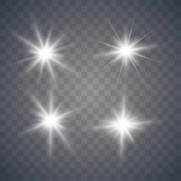 Set of Glowing Light Stars — Stock Vector