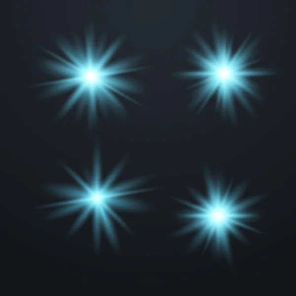 Conjunto de estrellas de luz brillante — Vector de stock