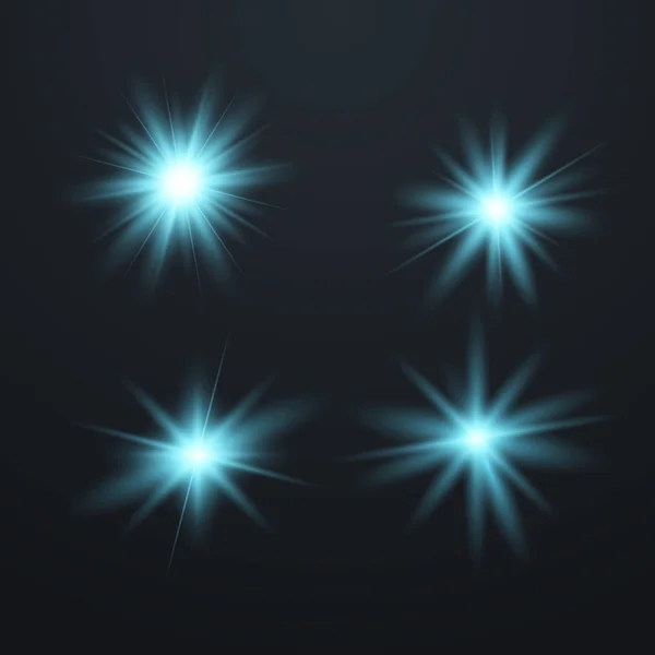 Conjunto de estrellas de luz brillante — Vector de stock