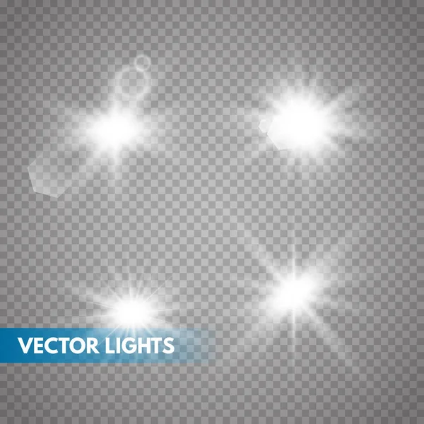 Conjunto de Estrelas Luz Brilhantes — Vetor de Stock