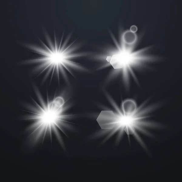 Set di stelle luminose luminose — Vettoriale Stock