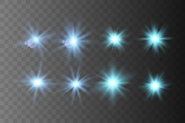 Set of Glowing Light Stars — Stock Vector