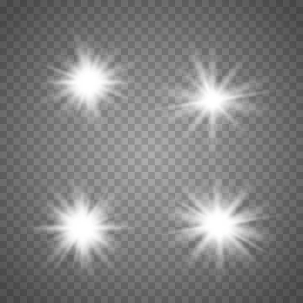 Set of Glowing Light Stars — Stock Vector