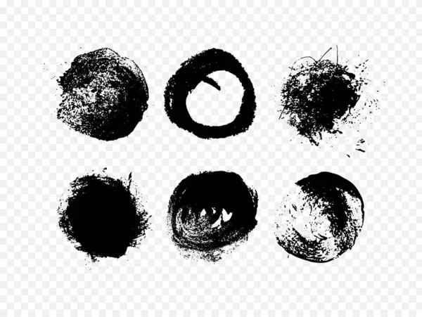 Formas redondas em preto. Estilo de impressão simples. Grunge pintado ilustração vetorial — Vetor de Stock