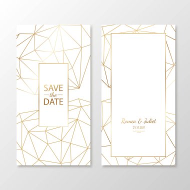 Wedding invitation cards with gold clipart