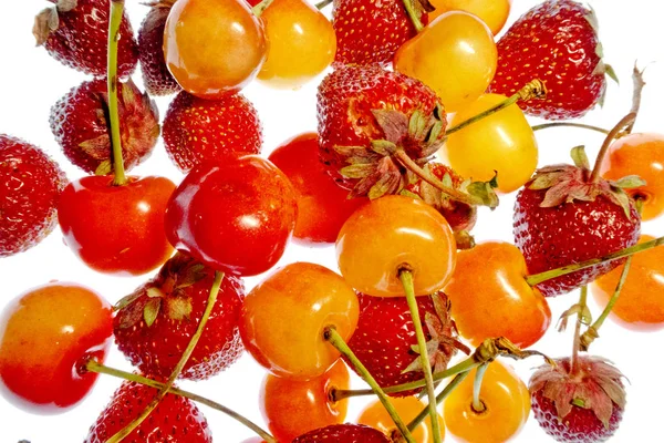 beyaz bir arka plan üzerinde parlak renkli meyve