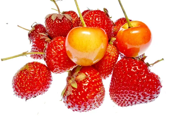 beyaz bir arka plan üzerinde parlak renkli meyve