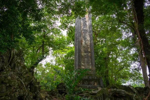 ジャングルの中で古代の遺跡の柱 — ストック写真