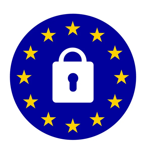 Símbolo de bloqueo con bandera de la unión europea — Foto de Stock