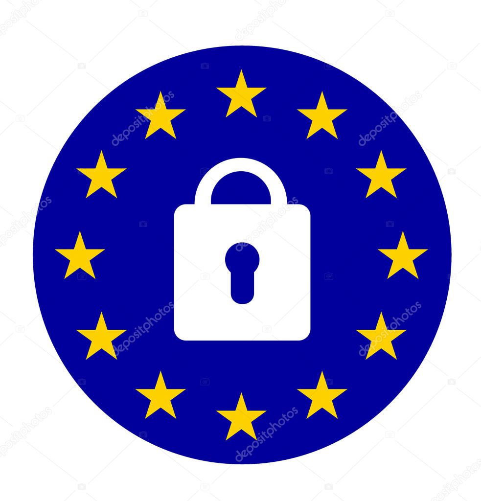 lock symbol with european union flag