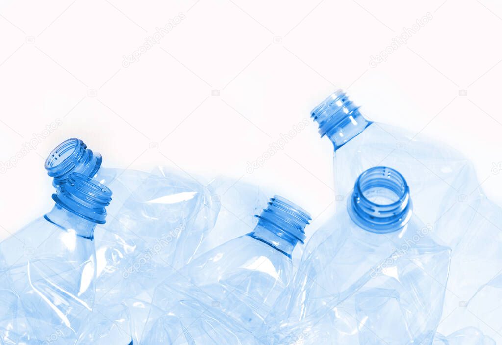crushed plastic bottles. plastic polution concept