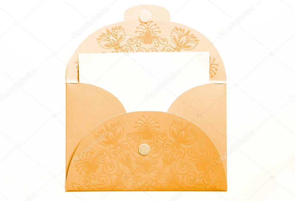 yellow opened envelope isolated on white