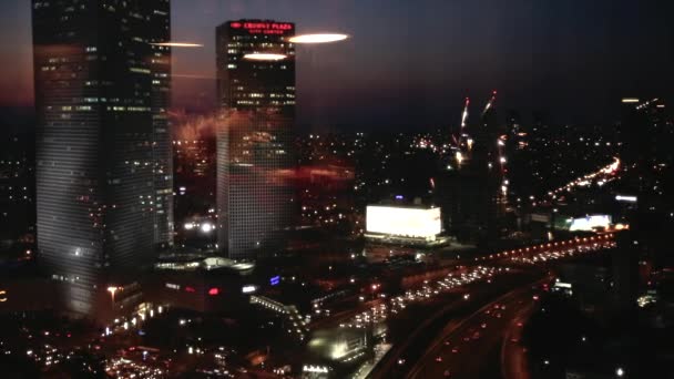 Şehir Gece Parti Görünümü Işıkları — Stok video