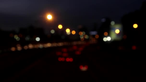 Luces Coche Calle Noche Camino Oscuro — Vídeo de stock