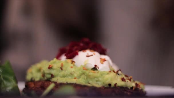 Guacamole Bröd Smörgås Mat — Stockvideo